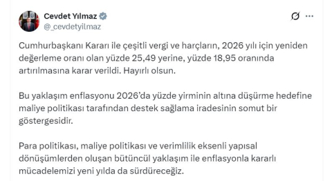 Cevdet Yılmaz: Enflasyonla kararlı mücadelemizi yeni yılda da sürdüreceğiz