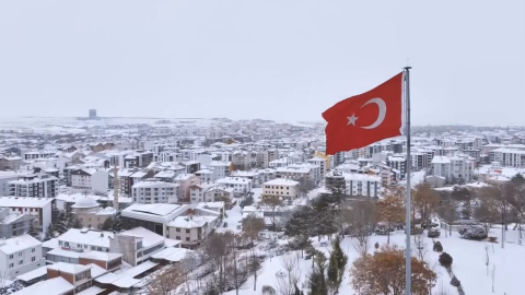 Beyaza bürünen Kırşehir, havadan görüntülendi