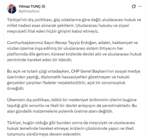 Bakan Tunç: Uluslararası hukuku ve siyasi meşruiyeti ihlal eden hiçbir girişimi kabul etmeyiz