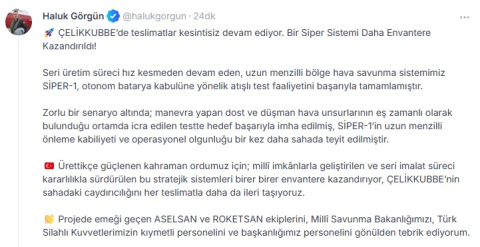 Haluk Görgün: ÇELİKKUBBE'ye bir Siper Sistemi daha eklendi