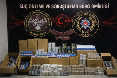 İzmir’de yarım milyon dal makaron ele geçirildi; 2 gözaltı