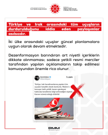 DMM’den Türkiye ve Irak arasındaki tüm uçuşların durdurulduğu iddialarına yalanlama