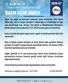 Elazığ’da bazı kurum ve kurslarda eğitime 1 gün ara