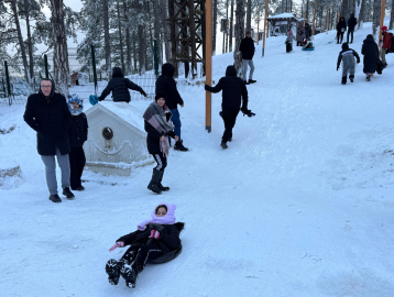 Ordu’da sömestr tatilinde çocukların kar keyfi