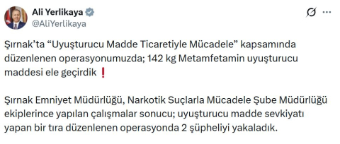 Şırnak'ta 142 kilo metamfetamin ele geçirildi: 2 gözaltı
