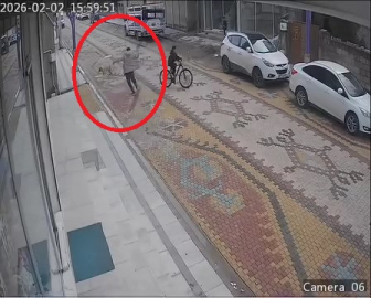 Esnafın, çocuğu, sokak köpeğinin saldırısından kurtardığı anlar kamerada