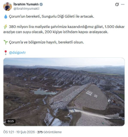 Bakan Yumaklı: Sungurlu Diği Göleti, 1500 dekar araziye can suyu olacak