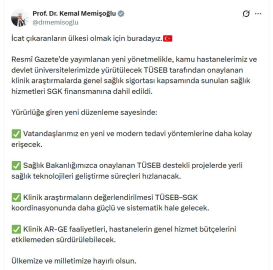 Bakan Memişoğlu: Vatandaşlarımız en yeni ve modern tedavi yöntemlerine daha kolay erişecek