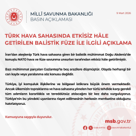 MSB: Türk hava sahasına giren balistik mühimmat imha edildi