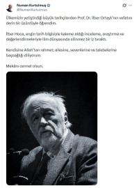 TBMM Başkanı Kurtulmuş'tan İlber Ortaylı için taziye mesajı