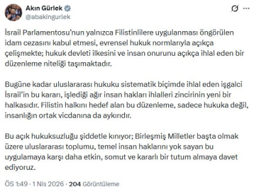 Bakan Gürlek: Yalnızca Filistinlilere uygulanan idam cezası evrensel hukukla açıkça çelişmekte