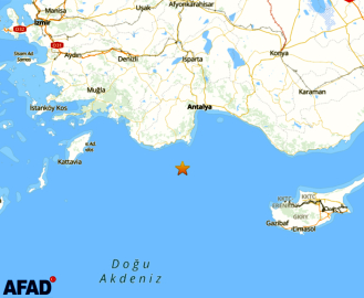 Akdeniz'de 4,2 büyüklüğünde deprem