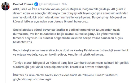 Cevdet Yılmaz: Geçici ateşkesi memnuniyetle karşılıyoruz
