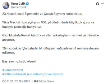 AK Parti'li Çelik: 23 Nisan Ulusal Egemenlik ve Çocuk Bayramı kutlu olsun