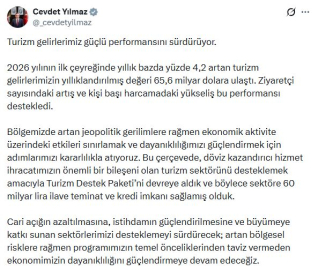 Cevdet Yılmaz: Turizm gelirlerimiz güçlü performansını sürdürüyor