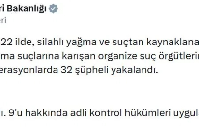 22 ilde 'suç örgütü' operasyonlarında 23 tutuklama