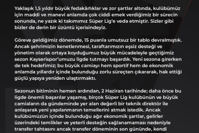 Kayserispor Başkanı Açıkalın: Kayserisporumuzun çok daha güçlü şekilde döneceğine inancımız tamdır