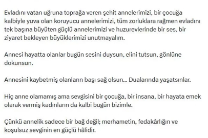Bakan Göktaş'tan 'Anneler Günü' mesajı