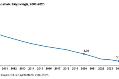 TÜİK: Ortalama hanehalkı büyüklüğü 3,08'e geriledi