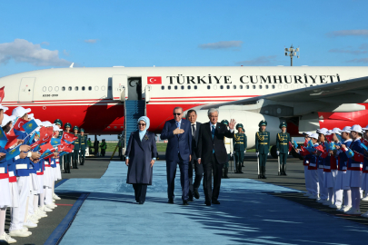 Cumhurbaşkanı Erdoğan, Kazakistan'da resmi törenle karşılandı