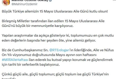 Bakan Göktaş, 'Aile Günü'nü tebrik etti