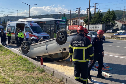 Kocaeli'de otomobil takla attı: 2 yaralı
