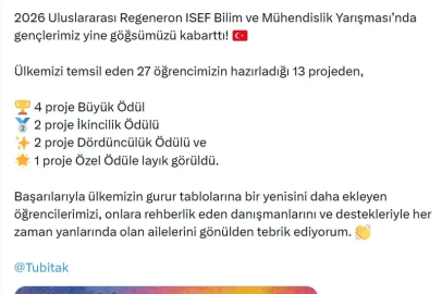 Bakan Kacır: Gençlerimiz ISEF 2026’da yine göğsümüzü kabarttı