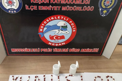 Uyuşturucuyla yakalanan plakasız motosikletin ehliyetsiz sürücüsüne 128 bin lira ceza