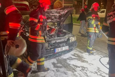 Çorum'da otomobil yangını