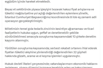Bakan Gürlek: Beyaz et sektöründeki 13 şirkete denetim kayyımı atandı