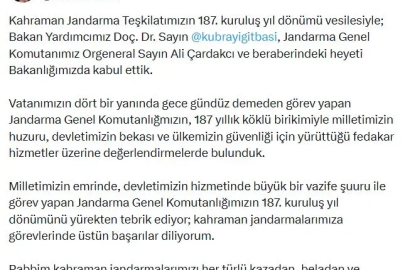 Bakan Çiftçi, jandarma heyetini kabul etti