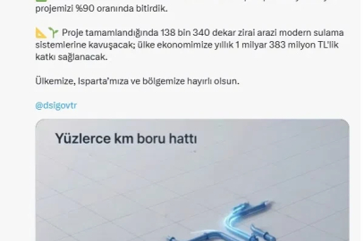 Isparta Atabey Sulaması Yenileme Projesi'nde sona yaklaşıldı