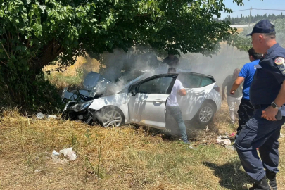 İzmir'de otomobil, ağaca çarptı: 4 ağır yaralı