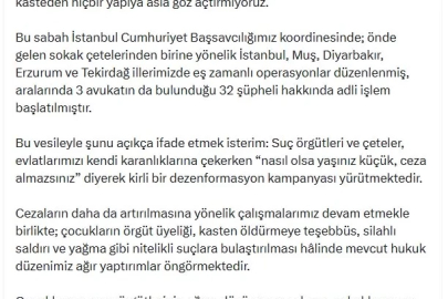 Sokak çetesine operasyon; 32 şüpheli hakkında adli işlem